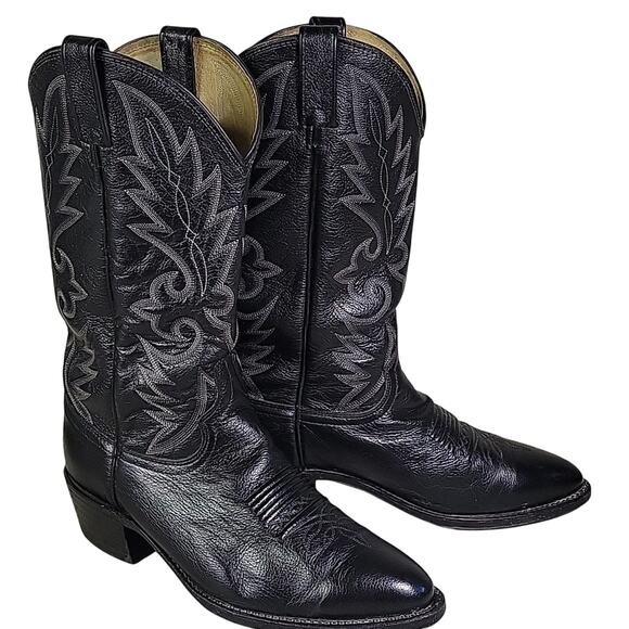 Dan Post Milwaukee Black Leather Western Cowboy Boots Mens Size 8.5EW